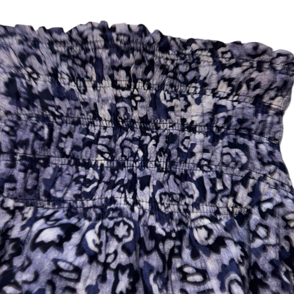 Faherty Indigo Strapless Maxi Dress with Smocked Bodice & Boho Print XS Pockets - Picture 5 of 12